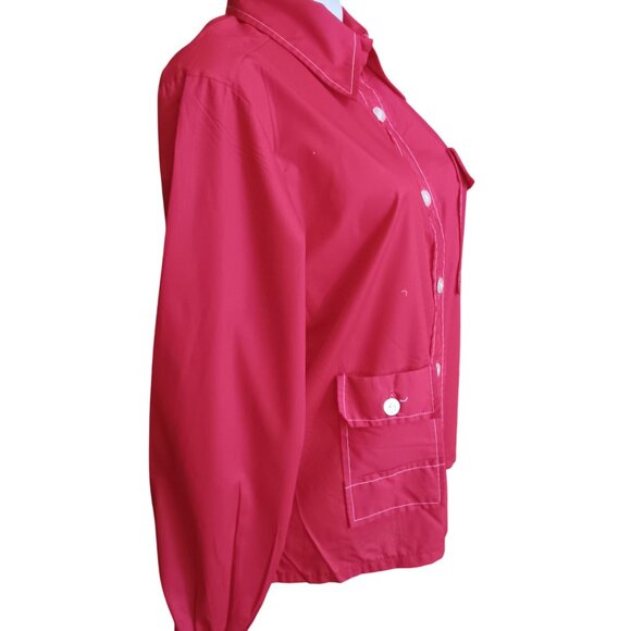 16 Large Vintage 60's The Nut Shirt Mod Blouse Chore Pocket Lady Manhattan Red - Picture 3 of 7